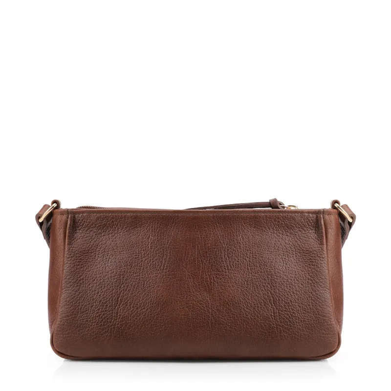 Bolsa Transversal Pequena Couro Antique Marrom Bolso Frontal Botão - foto 3