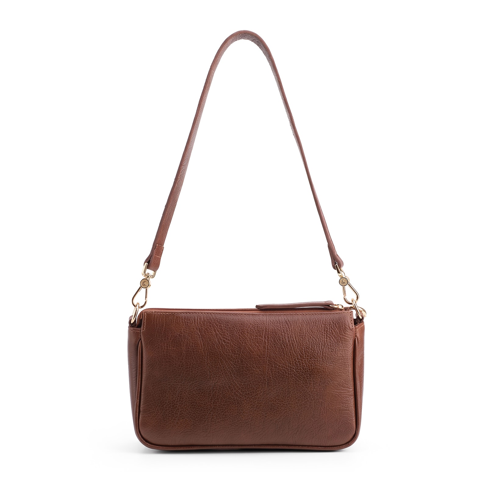 Bolsa Transversal Pequena Couro Antique Marrom Bolso Zíper