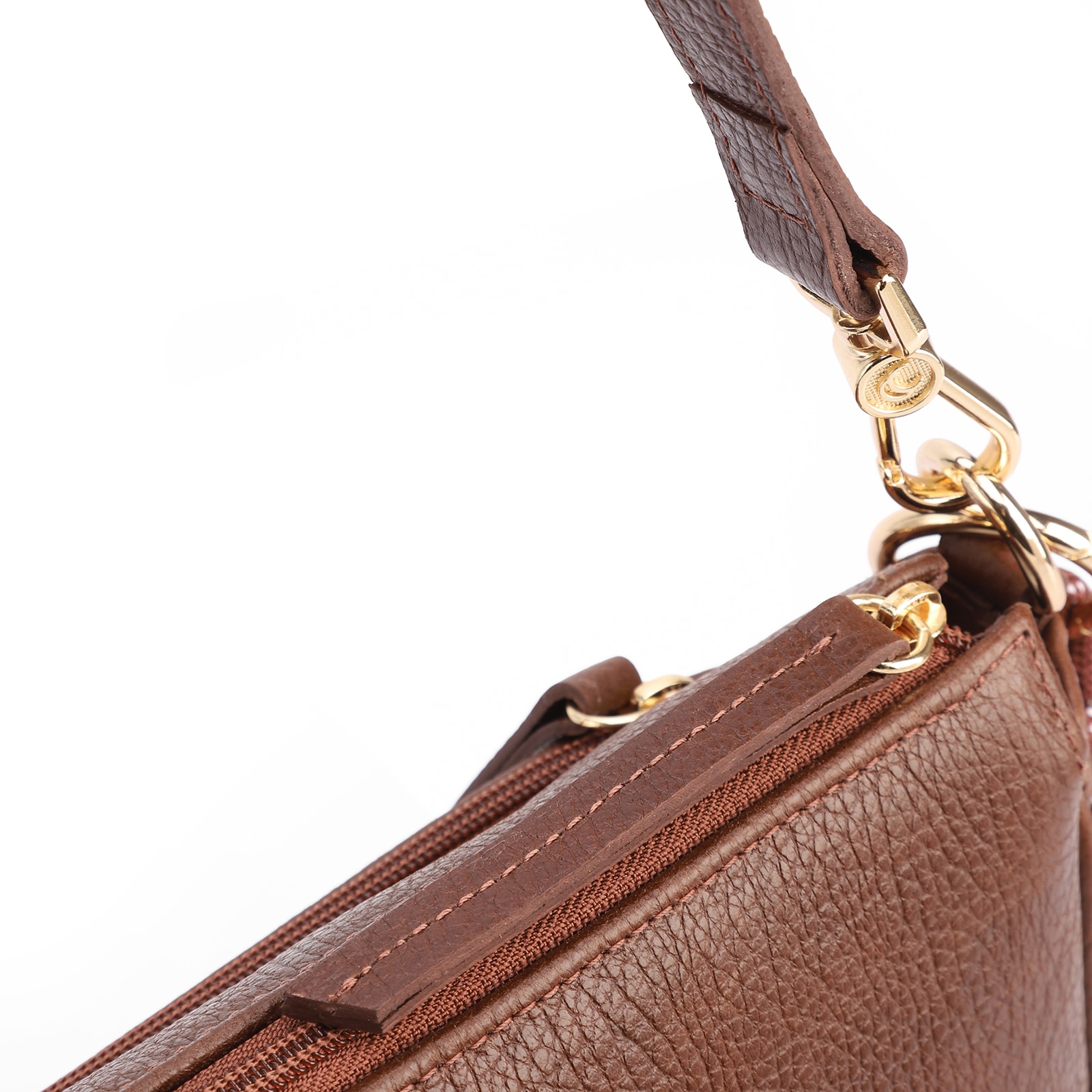 Bolsa Transversal Pequena Couro Antique Marrom Bolso Zíper