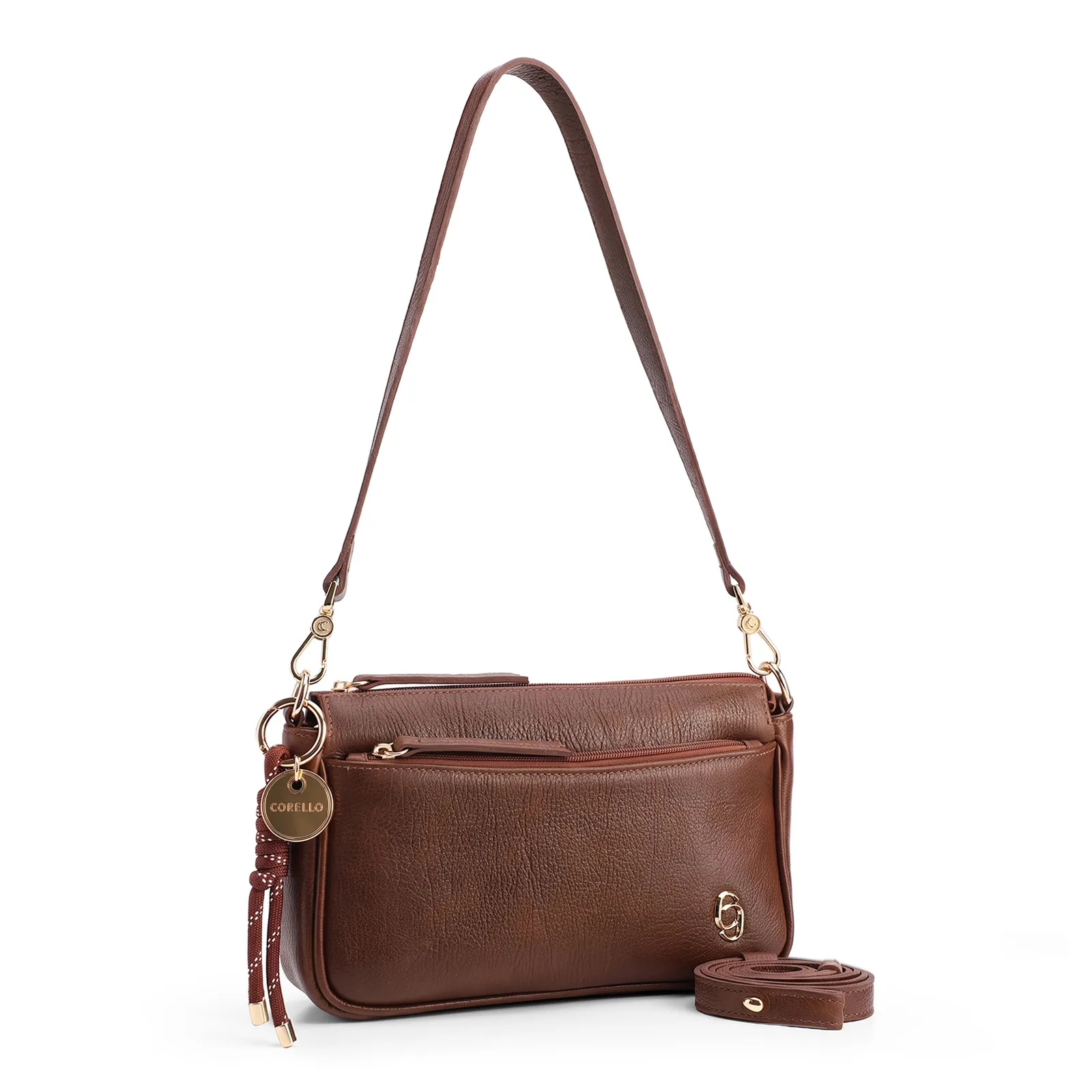 Bolsa Transversal Pequena Couro Antique Marrom Bolso Zíper