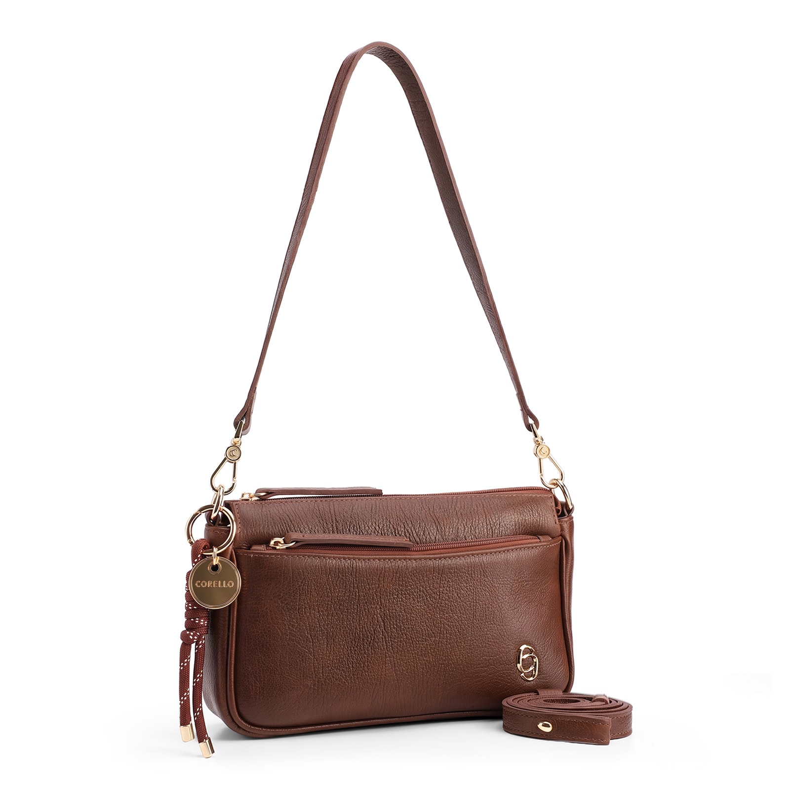 Bolsa Transversal Pequena Couro Antique Marrom Bolso Zíper