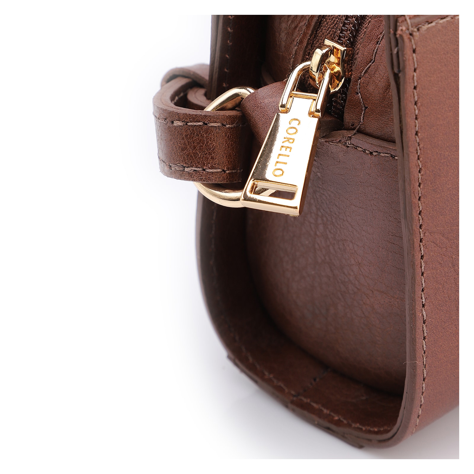 Bolsa Transversal Pequena Couro Antique Marrom Cadeado Dourado