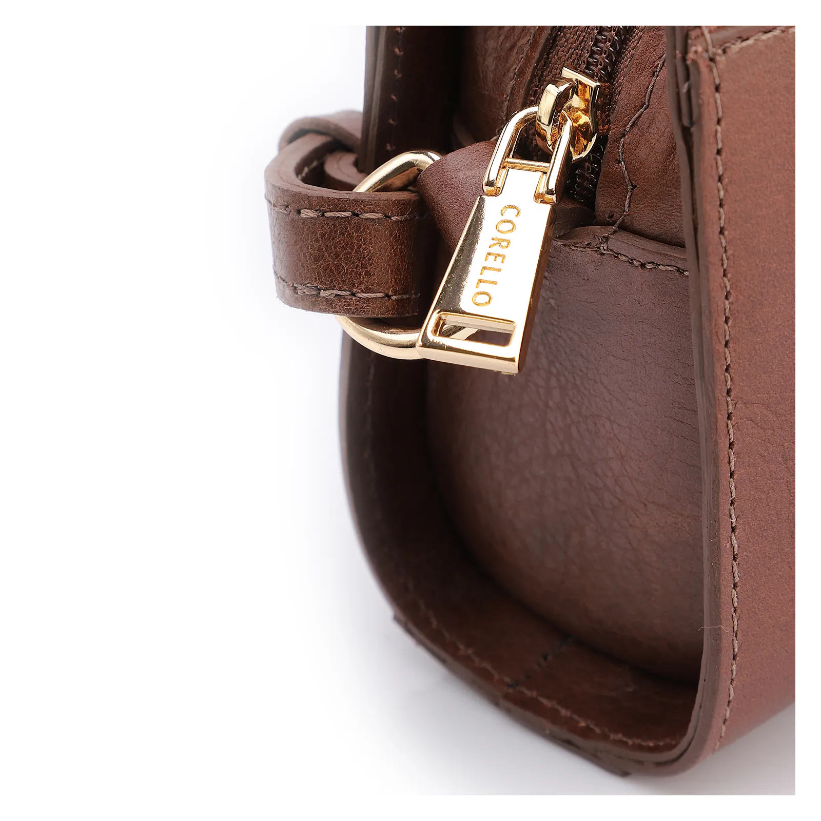 Bolsa Transversal Pequena Couro Antique Marrom Cadeado Dourado