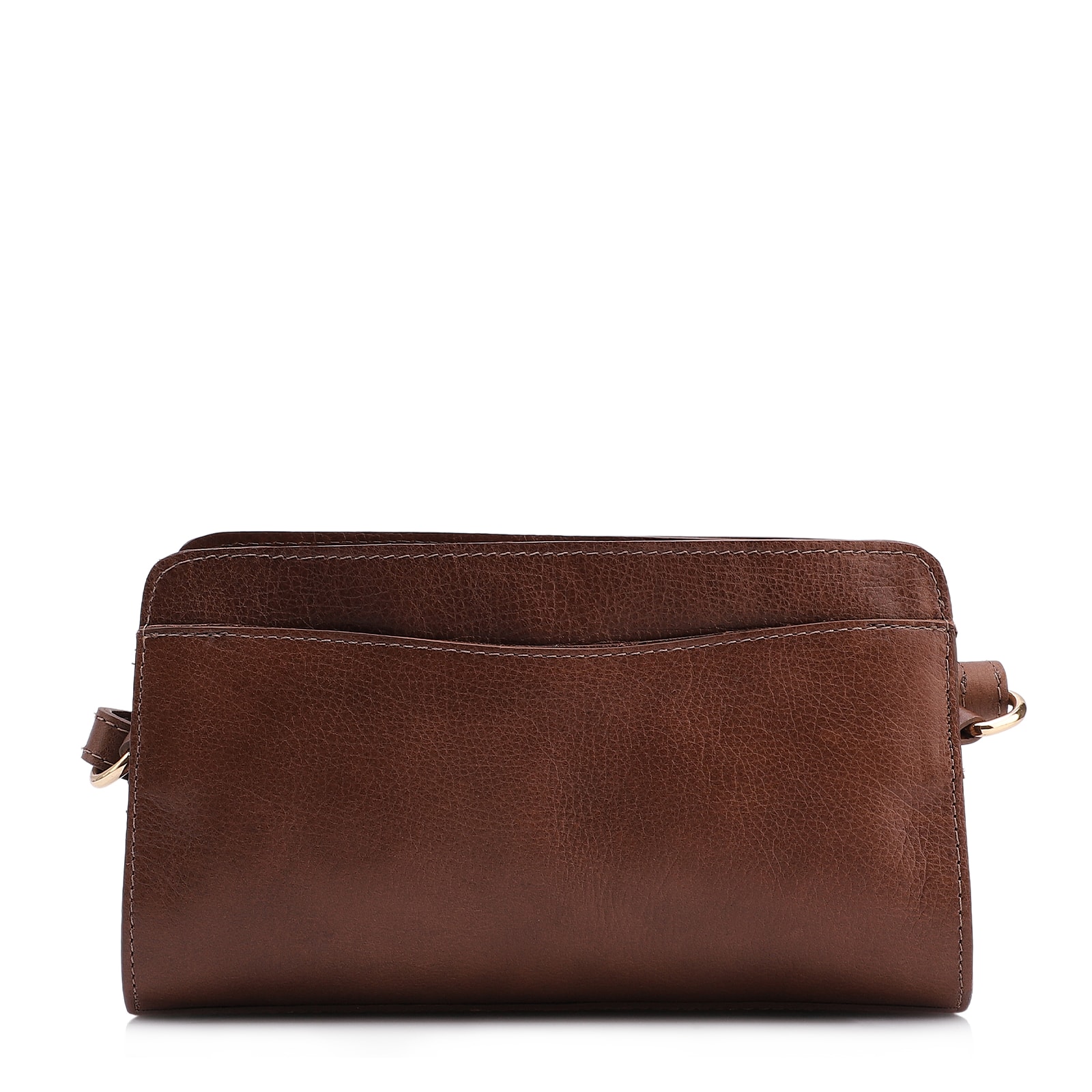 Bolsa Transversal Pequena Couro Antique Marrom Cadeado Dourado