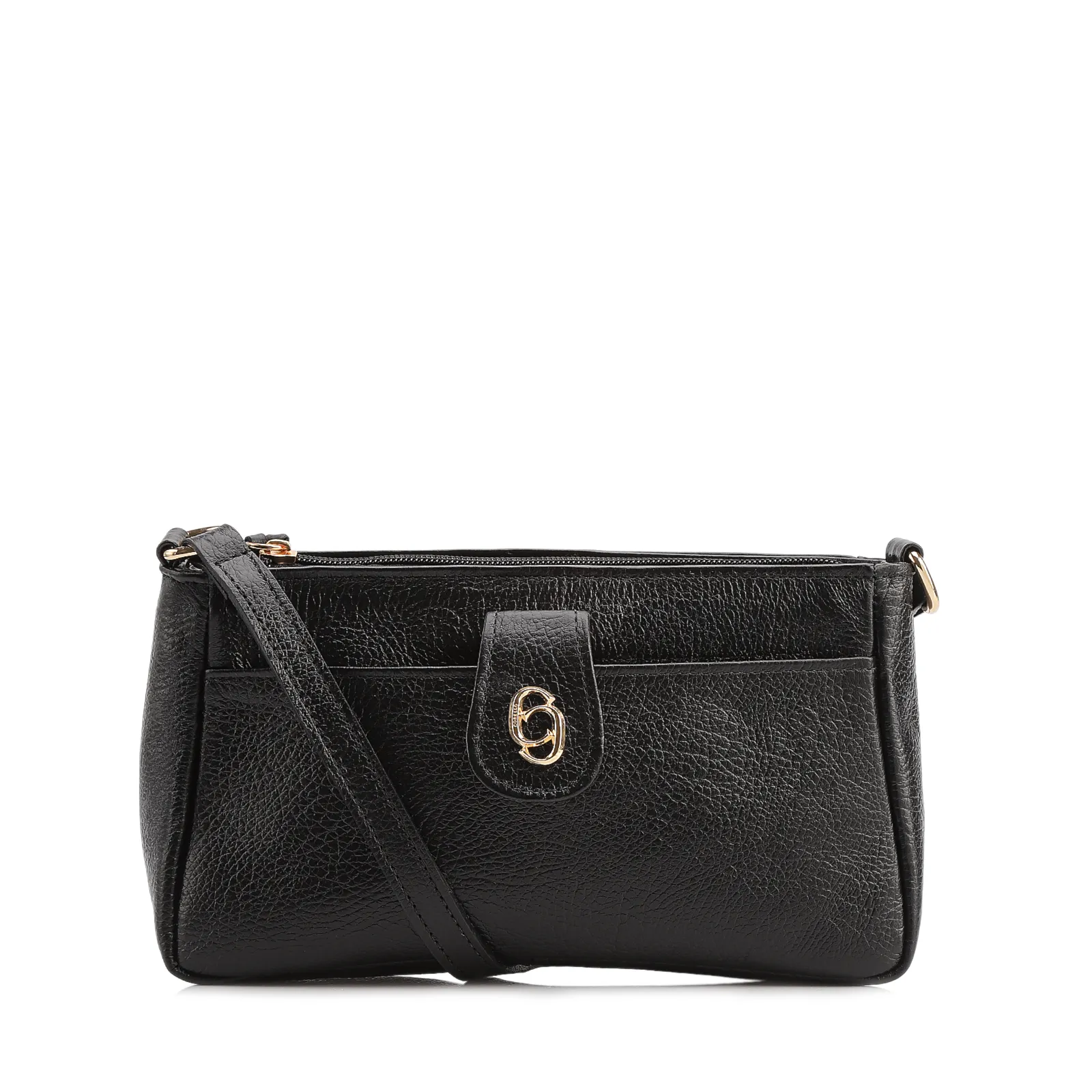 Bolsa Transversal Pequena Couro Antique Preto Bolso Frontal Botão