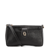 Bolsa Transversal Pequena Couro Antique Preto Bolso Frontal Botão