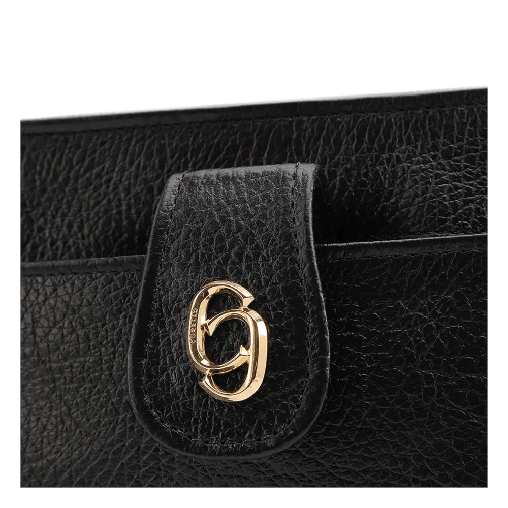 Bolsa Transversal Pequena Couro Antique Preto Bolso Frontal Botão - imagem 3