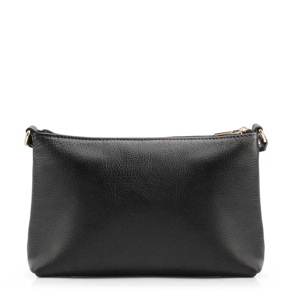 Bolsa Transversal Pequena Couro Antique Preto Pingente Cadeado - imagem 3