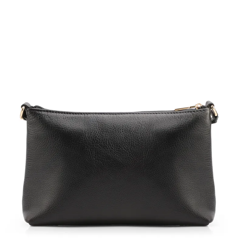 Bolsa Transversal Pequena Couro Antique Preto Pingente Cadeado - foto 3