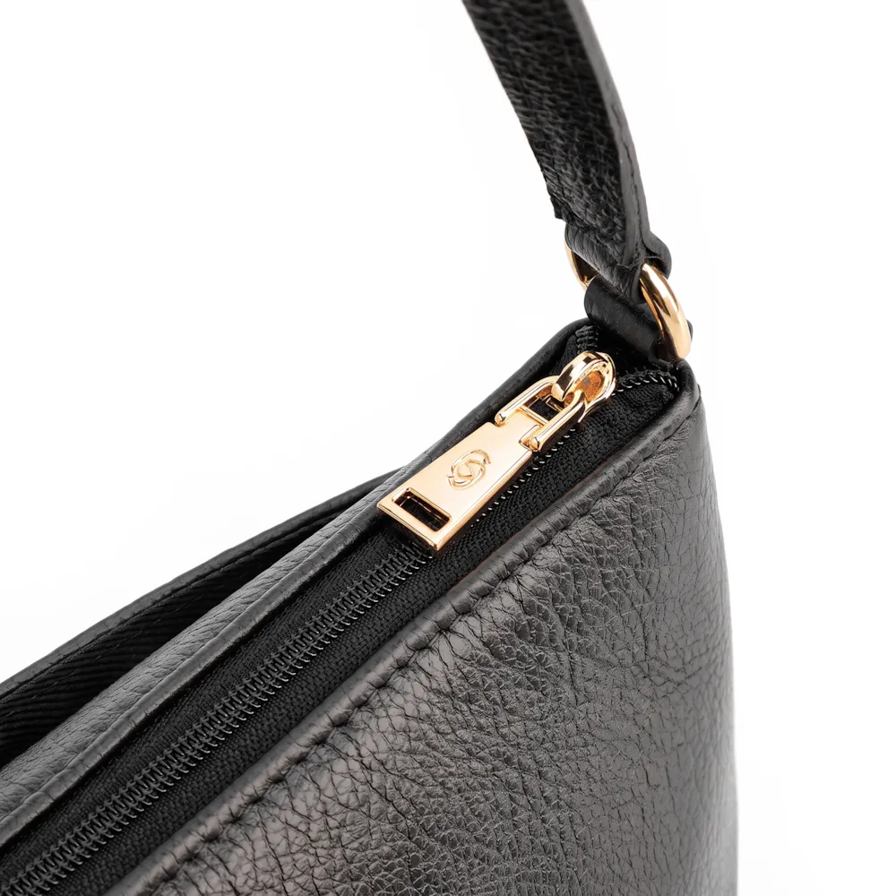 Bolsa Transversal Pequena Couro Antique Preto Pingente Cadeado - imagem 5