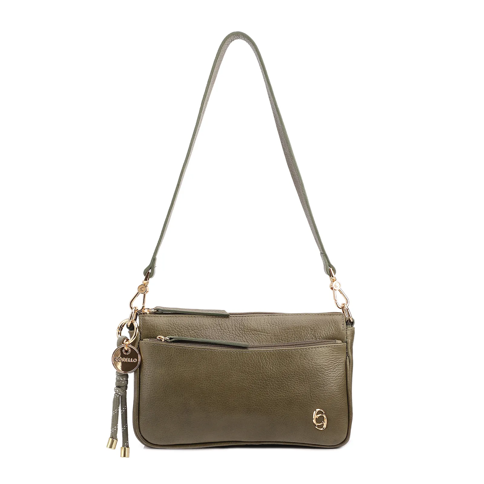 Bolsa Transversal Pequena Couro Antique Verde Bolso Zíper