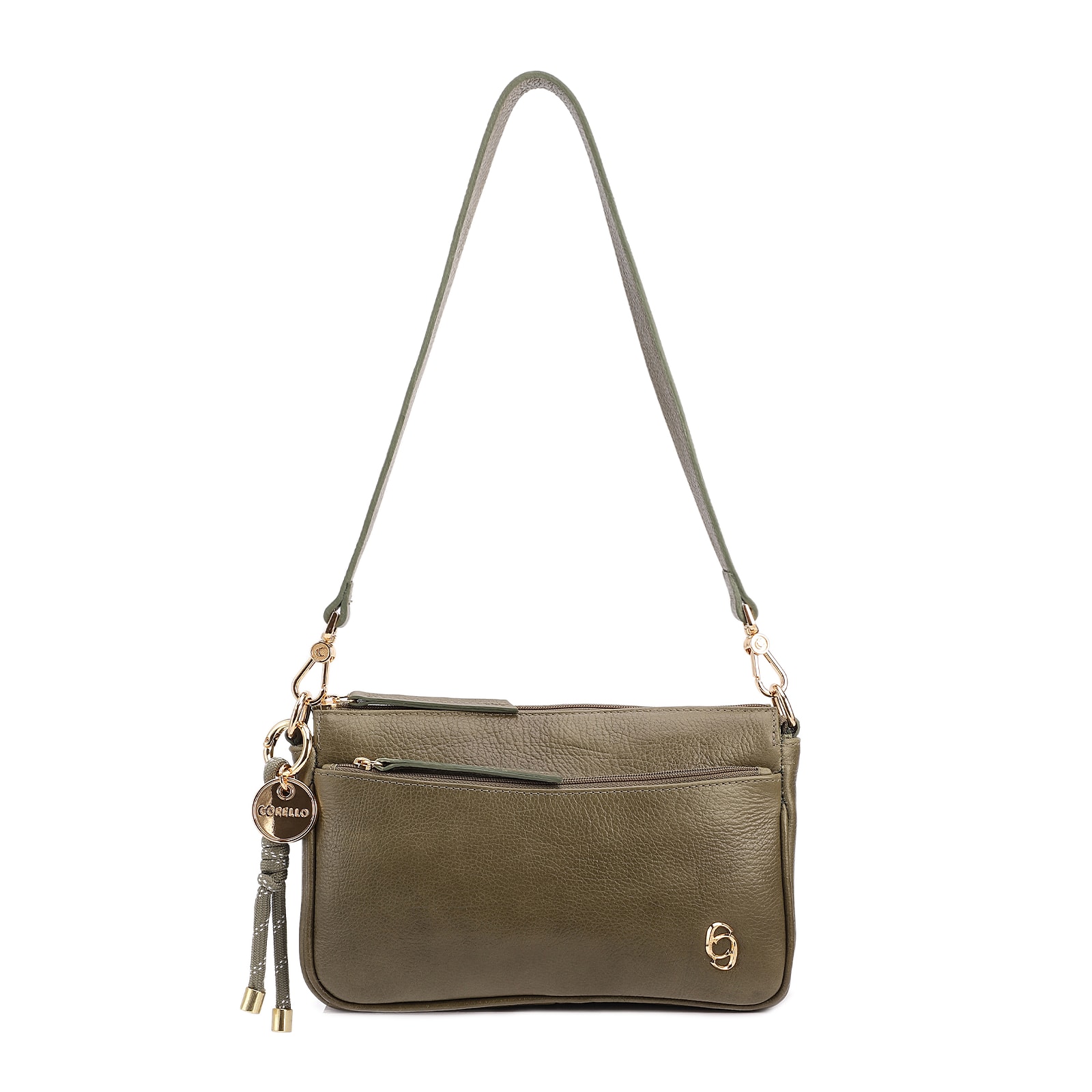 Bolsa Transversal Pequena Couro Antique Verde Bolso Zíper