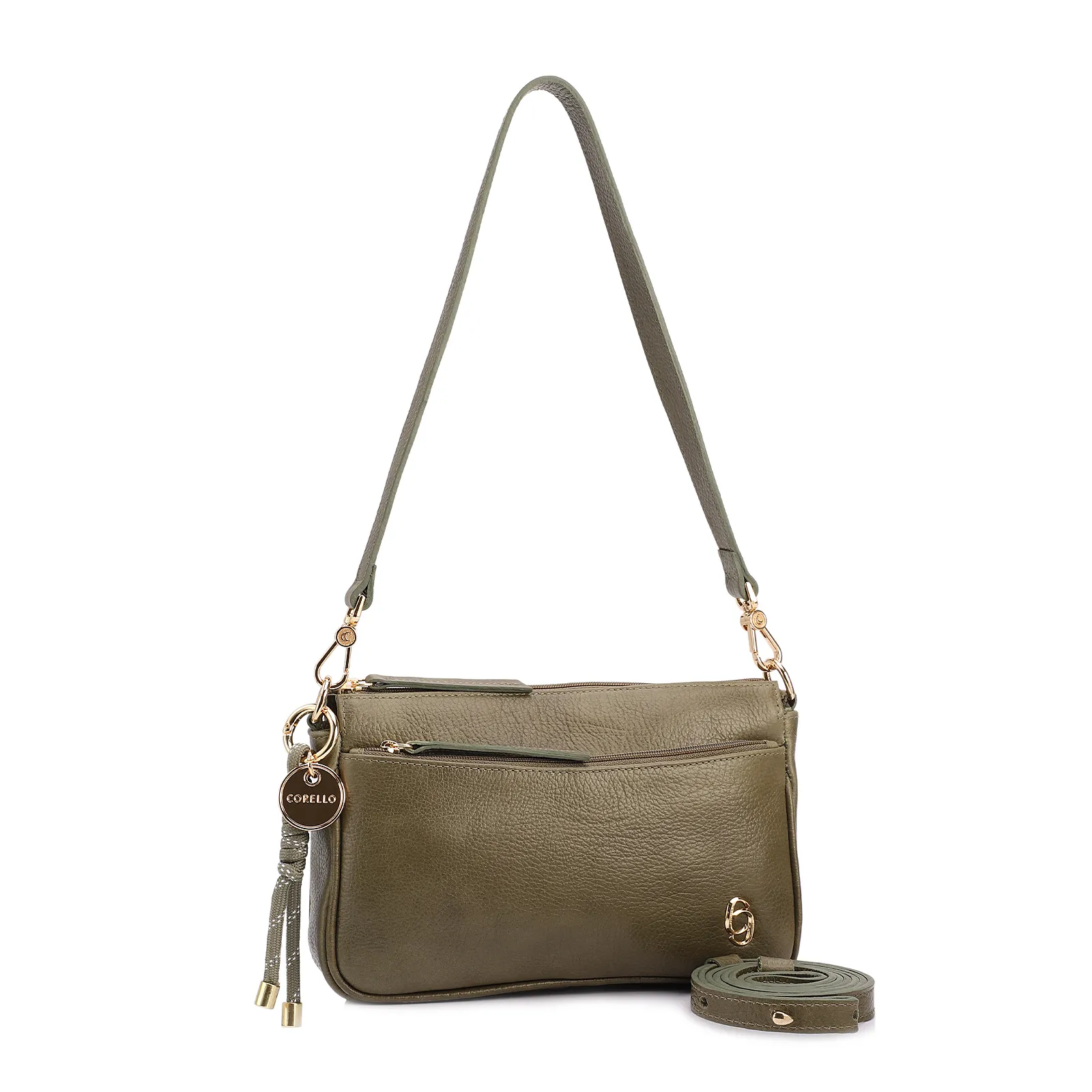 Bolsa Transversal Pequena Couro Antique Verde Bolso Zíper