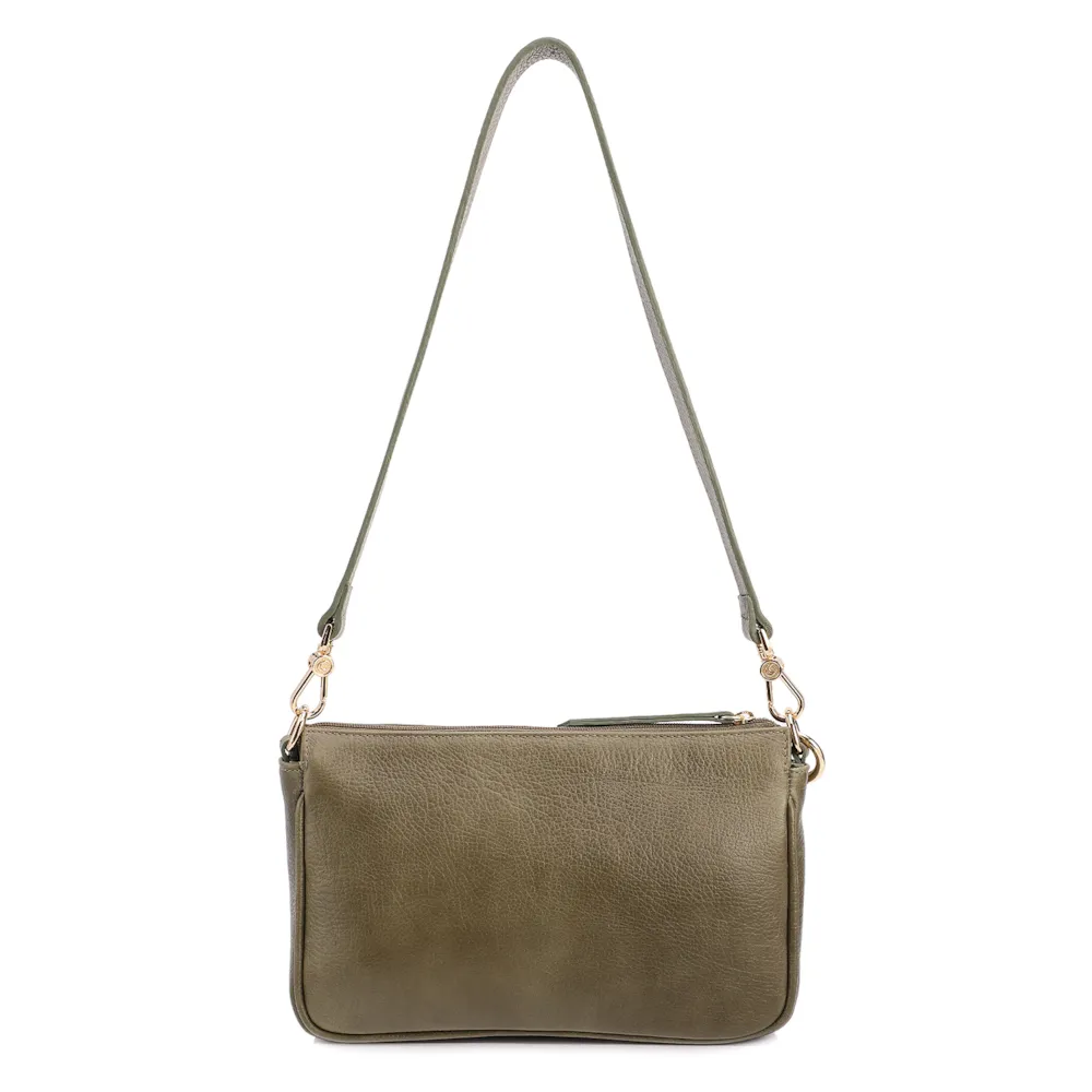 Bolsa Transversal Pequena Couro Antique Verde Bolso Zíper - imagem 3
