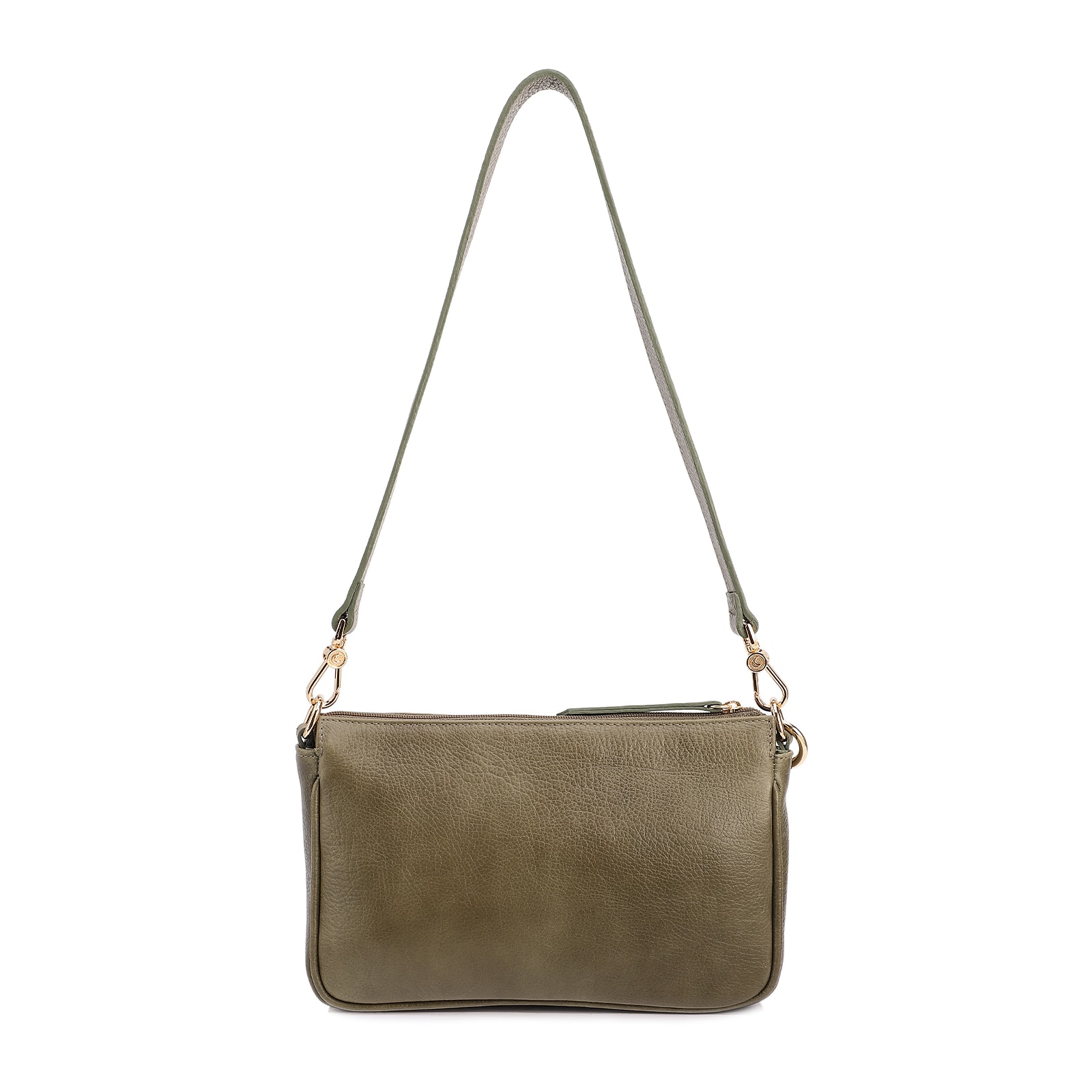 Bolsa Transversal Pequena Couro Antique Verde Bolso Zíper