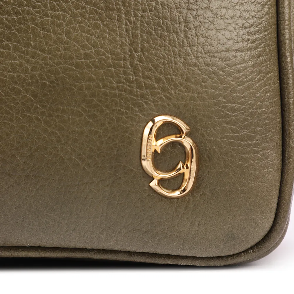 Bolsa Transversal Pequena Couro Antique Verde Bolso Zíper - imagem 6
