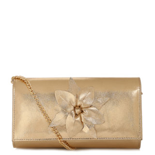 Pequena Couro Dourado Aplique flor Corrente