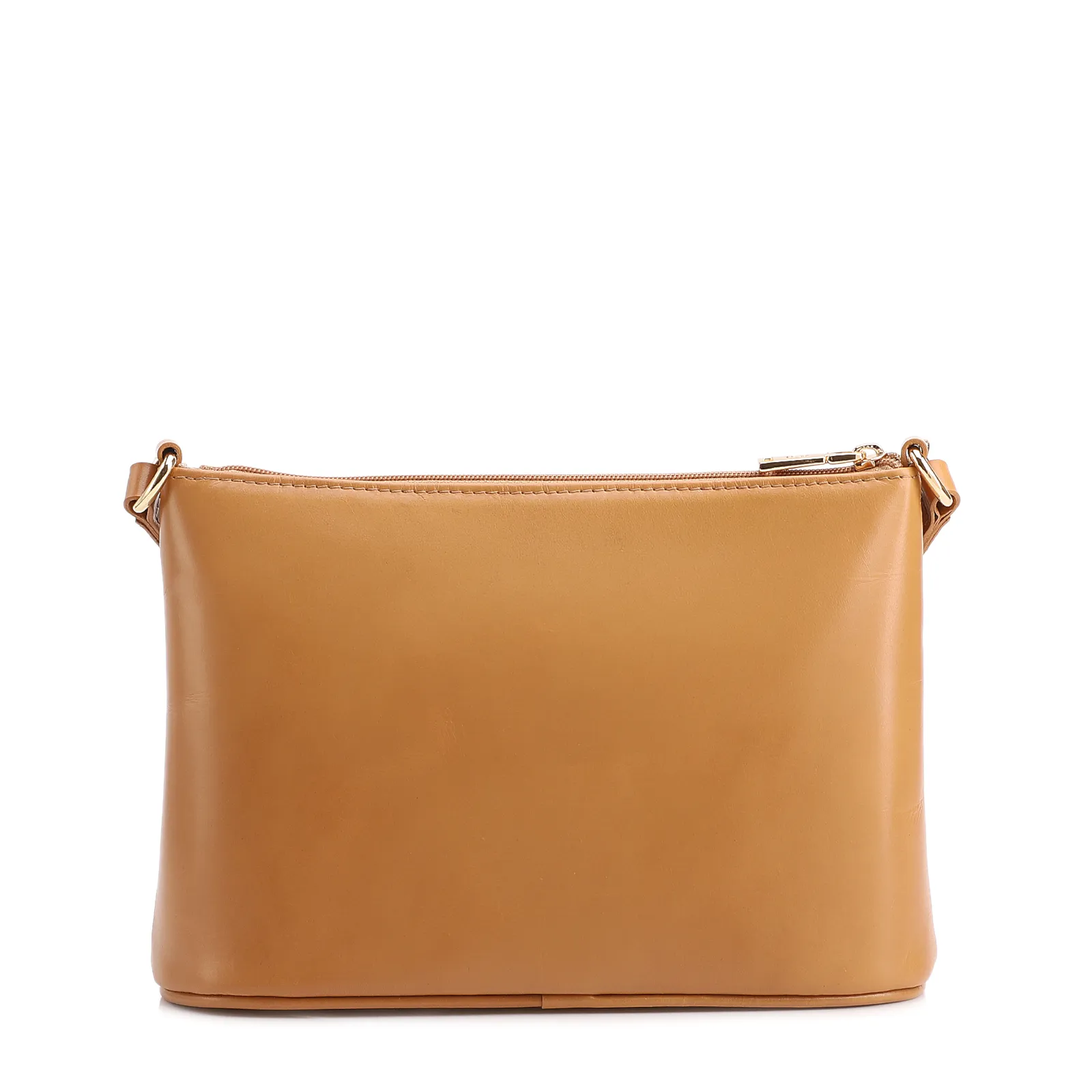 Bolsa Transversal Pequena Couro Marrom Claro Estampa Tressê