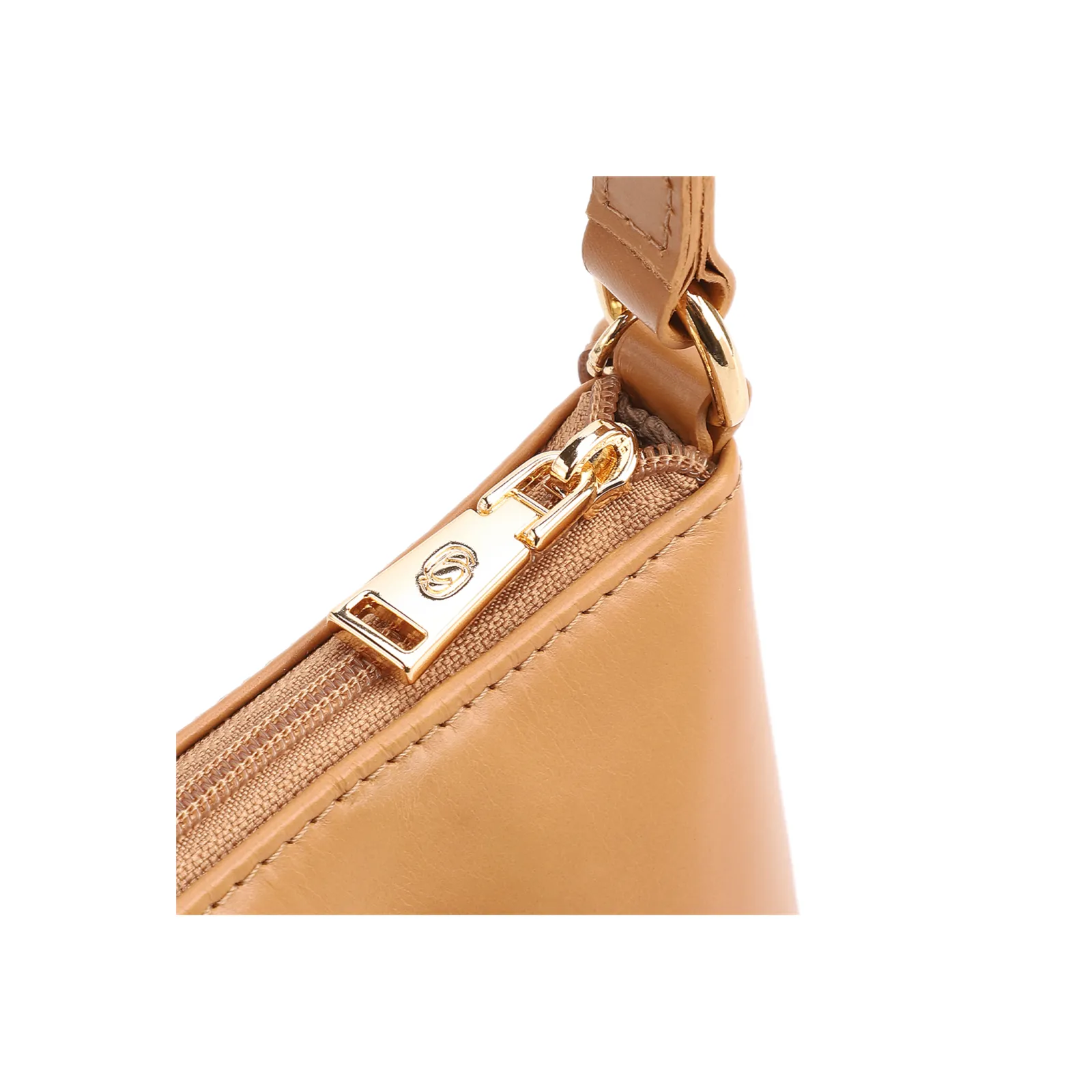 Bolsa Transversal Pequena Couro Marrom Claro Estampa Tressê