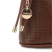 Bolsa Transversal Pequena Couro Marrom Escuro Estampa Tressê - imagem 5