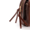 Bolsa Transversal Pequena Couro Marrom Zíper Alça De Mão - imagem 6