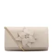 Bolsa Transversal Pequena Couro Off White Aplique Flor Corrente - imagem 1