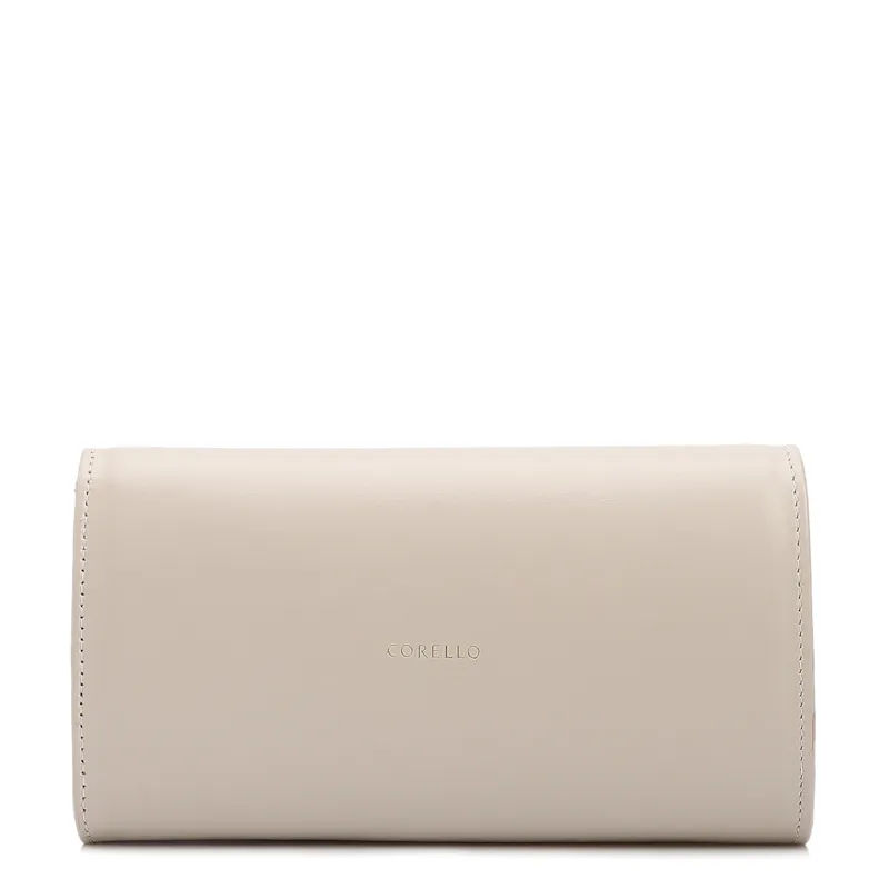 Bolsa Transversal Pequena Couro Off White Aplique Flor Corrente - foto 4