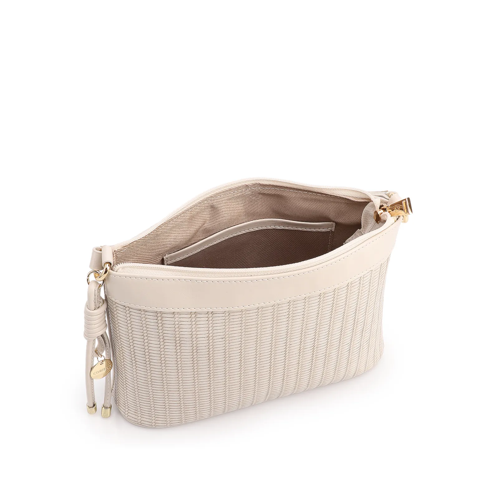Bolsa Transversal Pequena Couro Off White Estampa Tressê