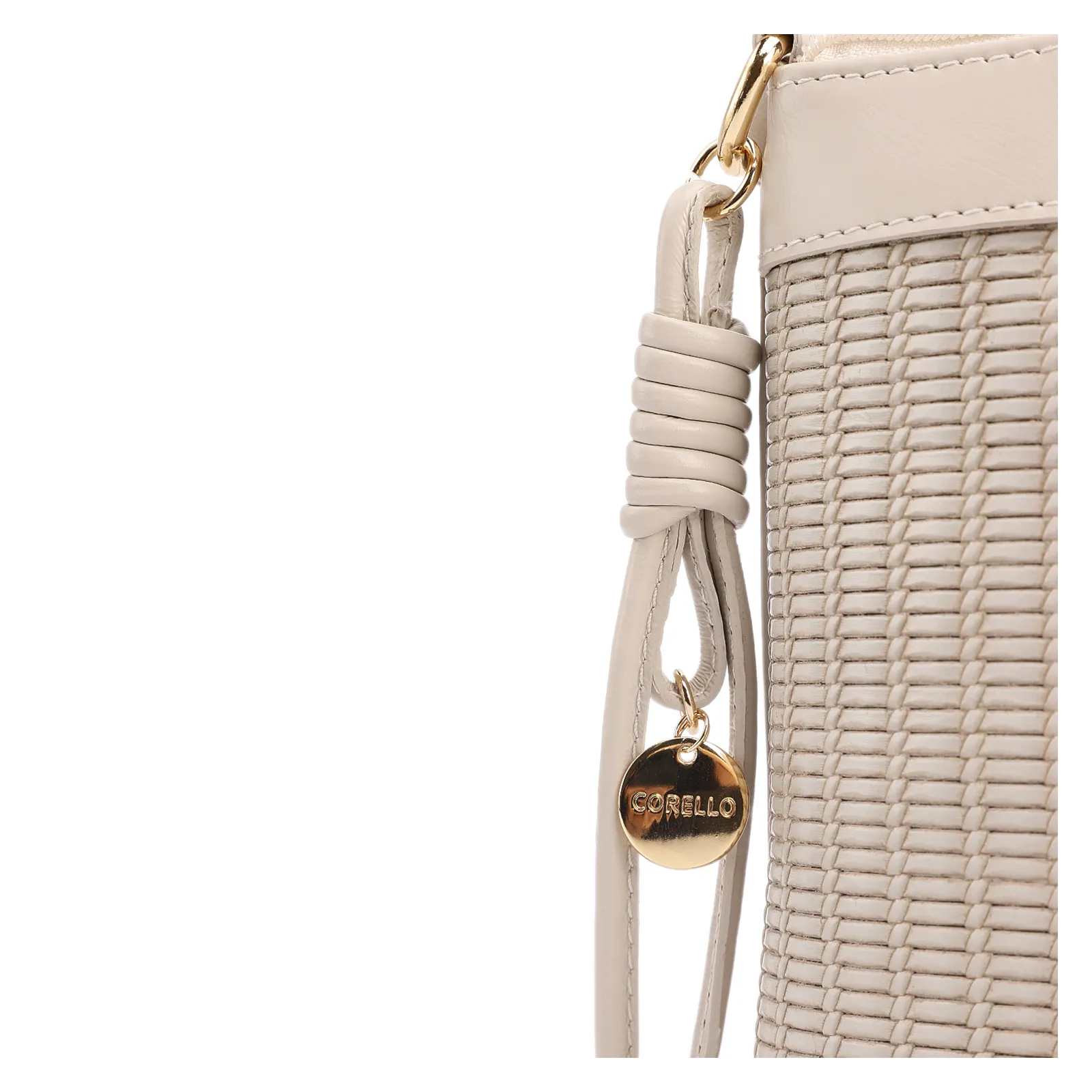 Bolsa Transversal Pequena Couro Off White Estampa Tressê