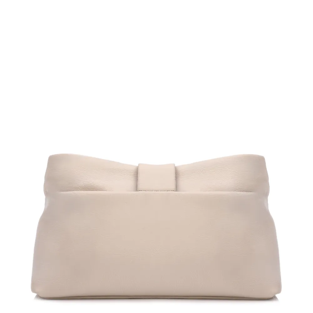 Bolsa Transversal Pequena Couro Off White Laço Corrente Dourada - imagem 4