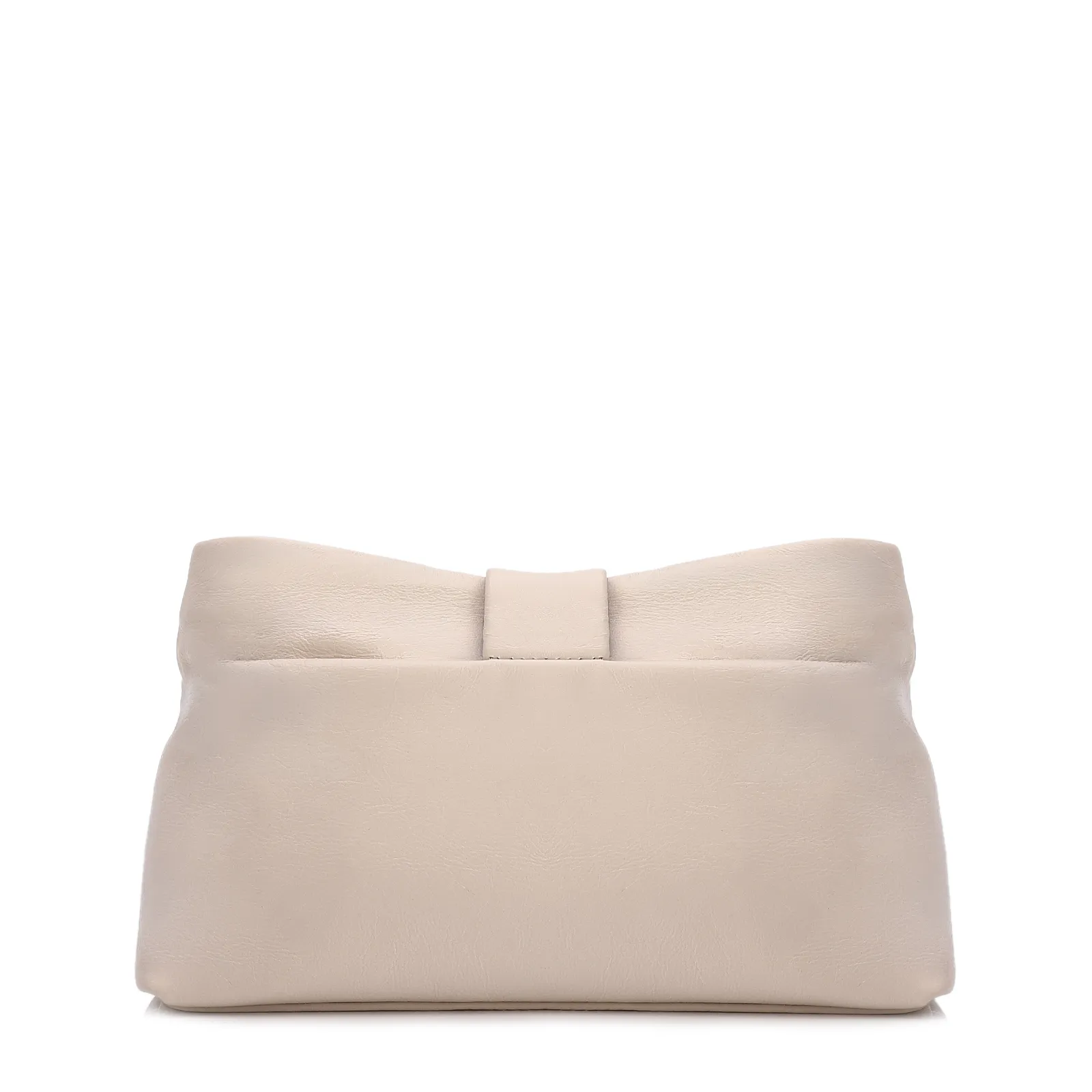 Bolsa Transversal Pequena Couro Off White Laço Corrente Dourada