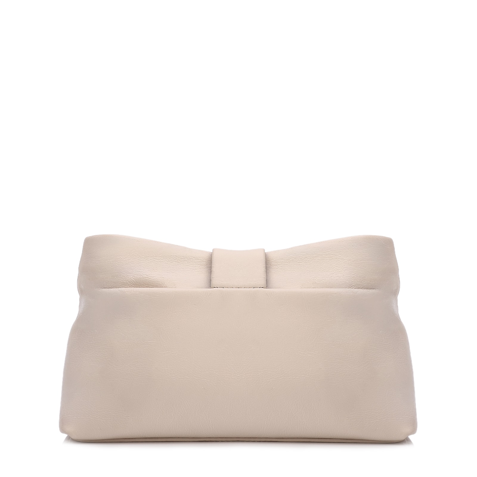 Bolsa Transversal Pequena Couro Off White Laço Corrente Dourada