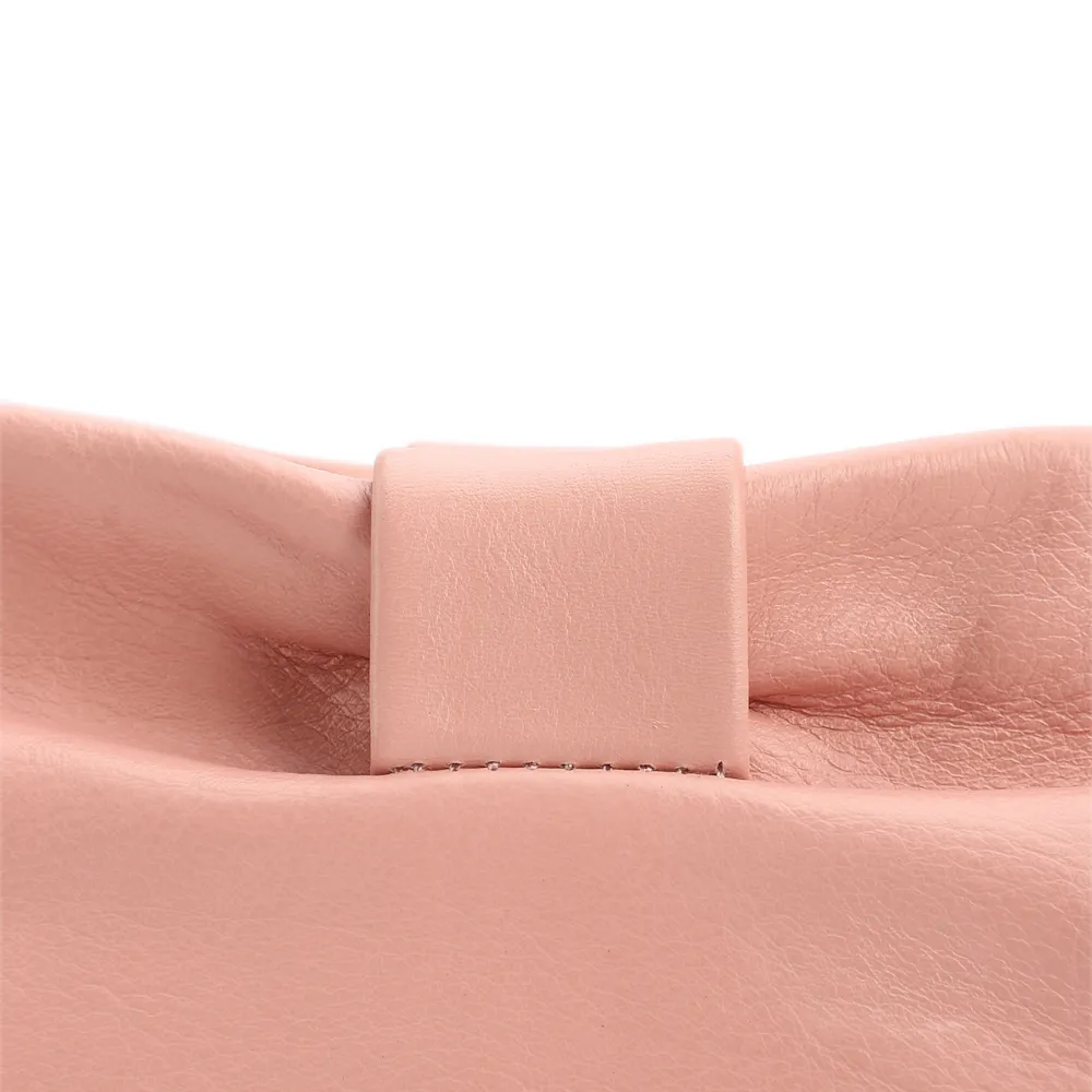 Bolsa Transversal Pequena Couro Rosa Laço Corrente Dourada - imagem 6