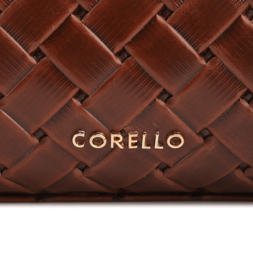 Bolsa Transversal Pequena Couro Textura Tressê Marrom - imagem 5
