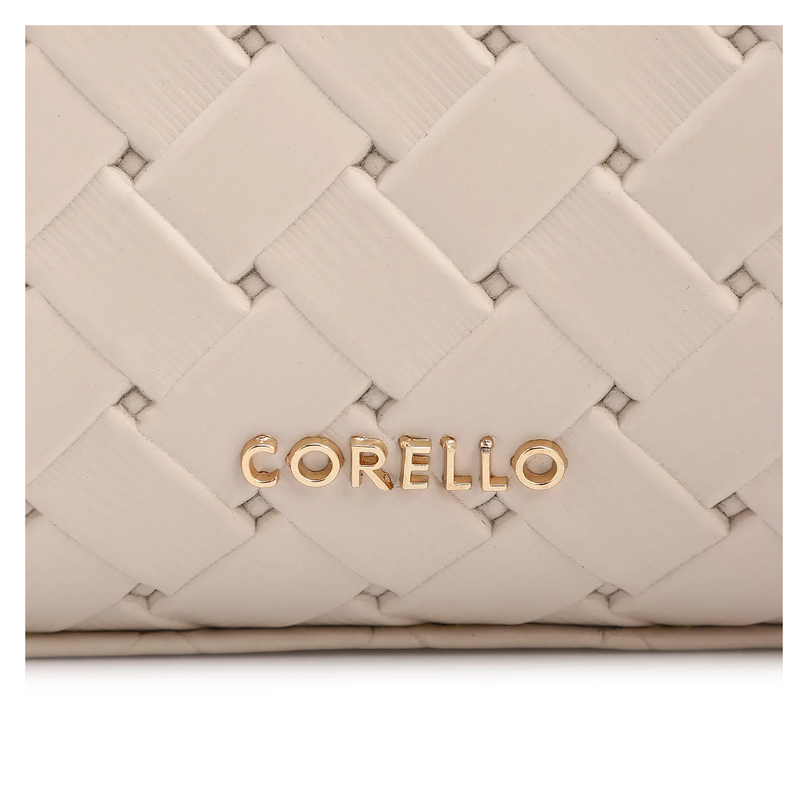 Bolsa Transversal Pequena Couro Textura Tressê Off White