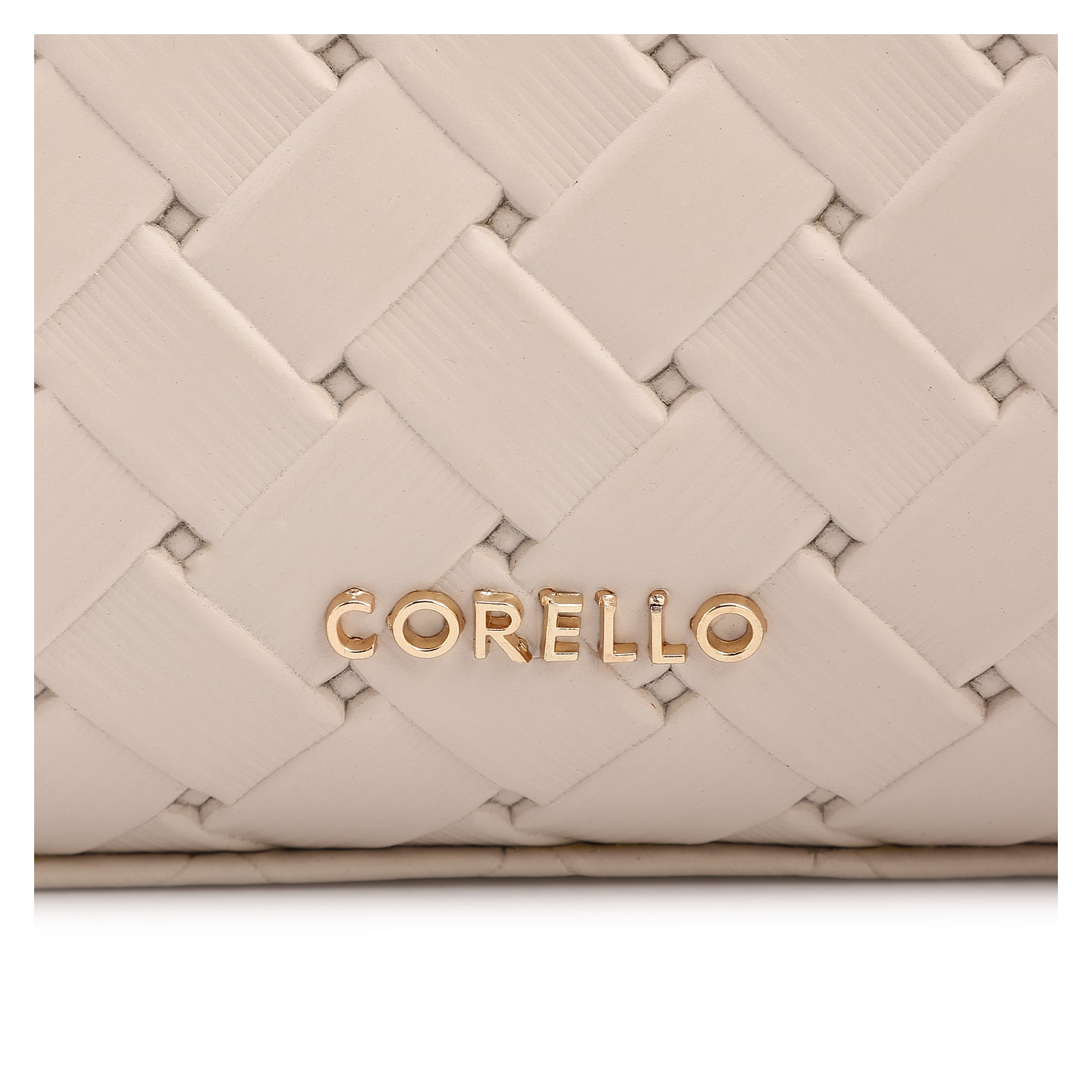Bolsa Transversal Pequena Couro Textura Tressê Off White