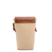 Bolsa Transversal Pequena Ráfia/Couro Marrom Claro Porta Celular - imagem 3