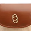 Bolsa Transversal Pequena Ráfia/Couro Marrom Claro Porta Celular - imagem 5