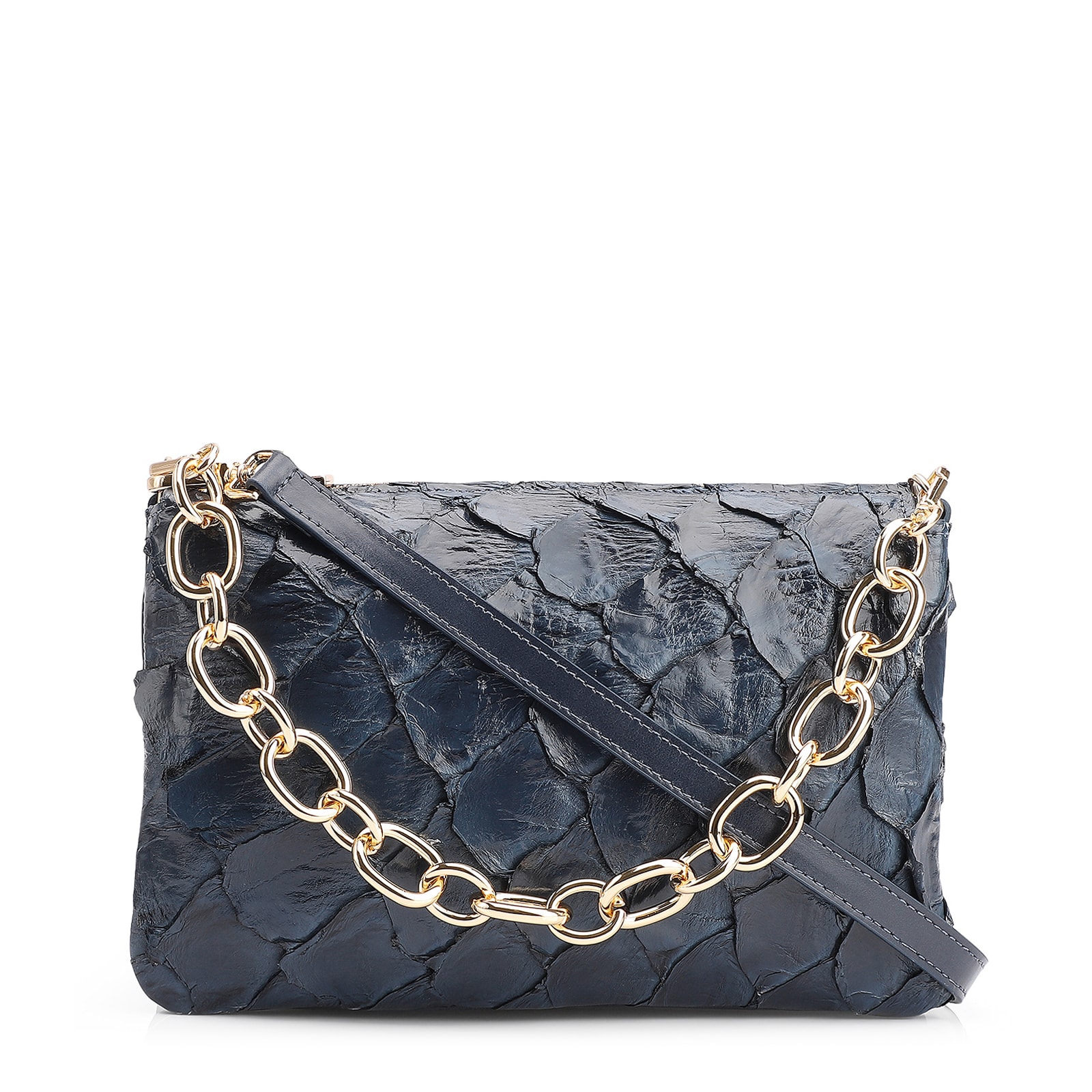Bolsa Transversal Pirarucu Azul Escuro