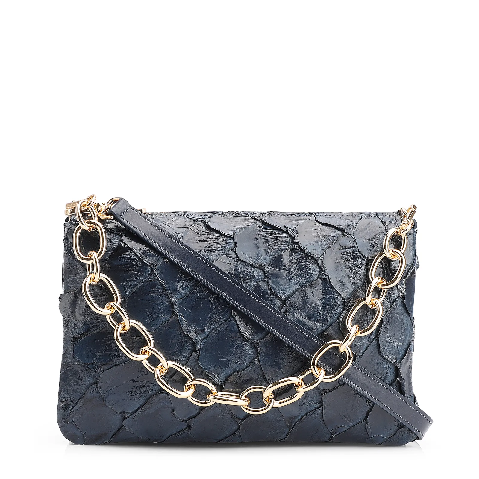 Bolsa Transversal Pirarucu Azul Escuro
