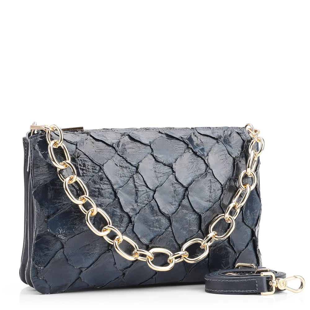 Bolsa Transversal Pirarucu Azul Escuro - imagem 2