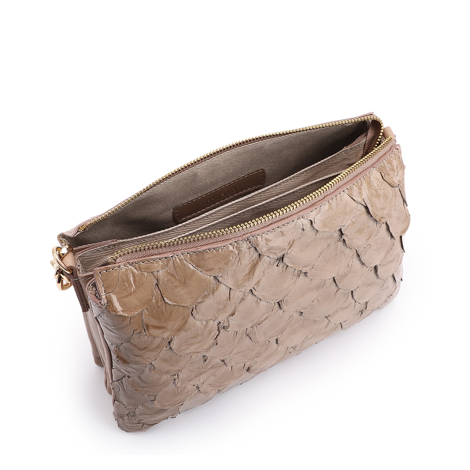 Bolsa Transversal Pirarucu Bege