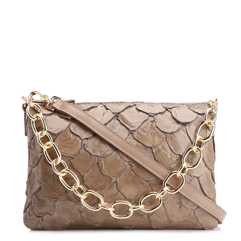 Bolsa Transversal Pirarucu Bege