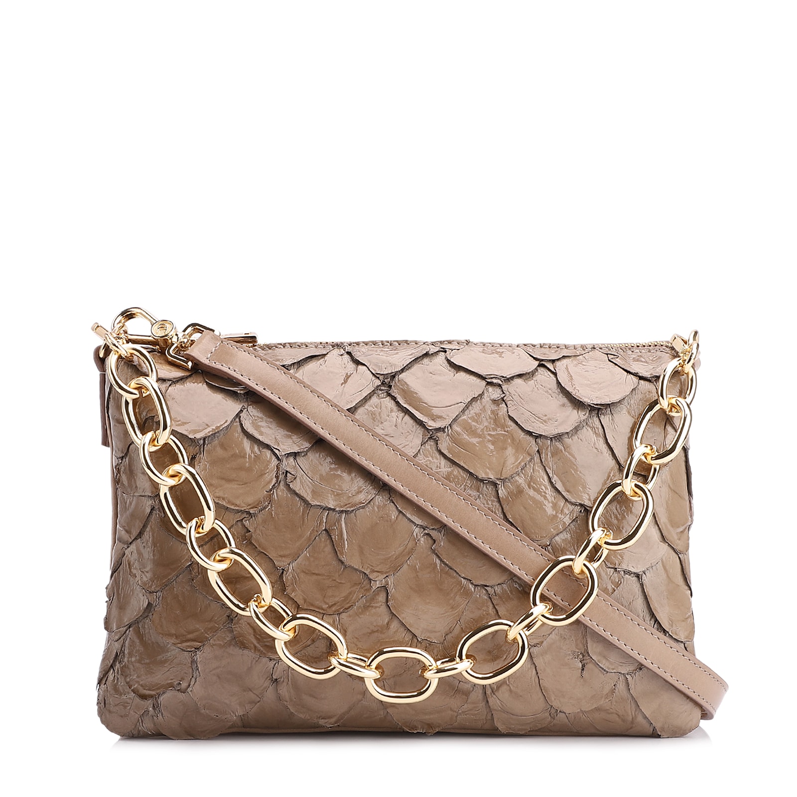 Bolsa Transversal Pirarucu Bege