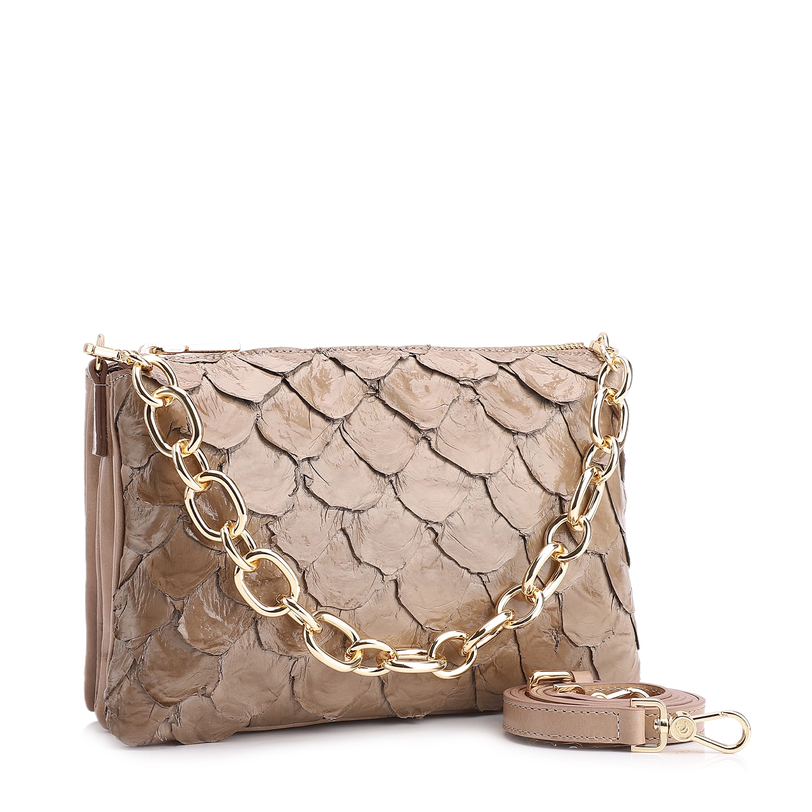 Bolsa Transversal Pirarucu Bege