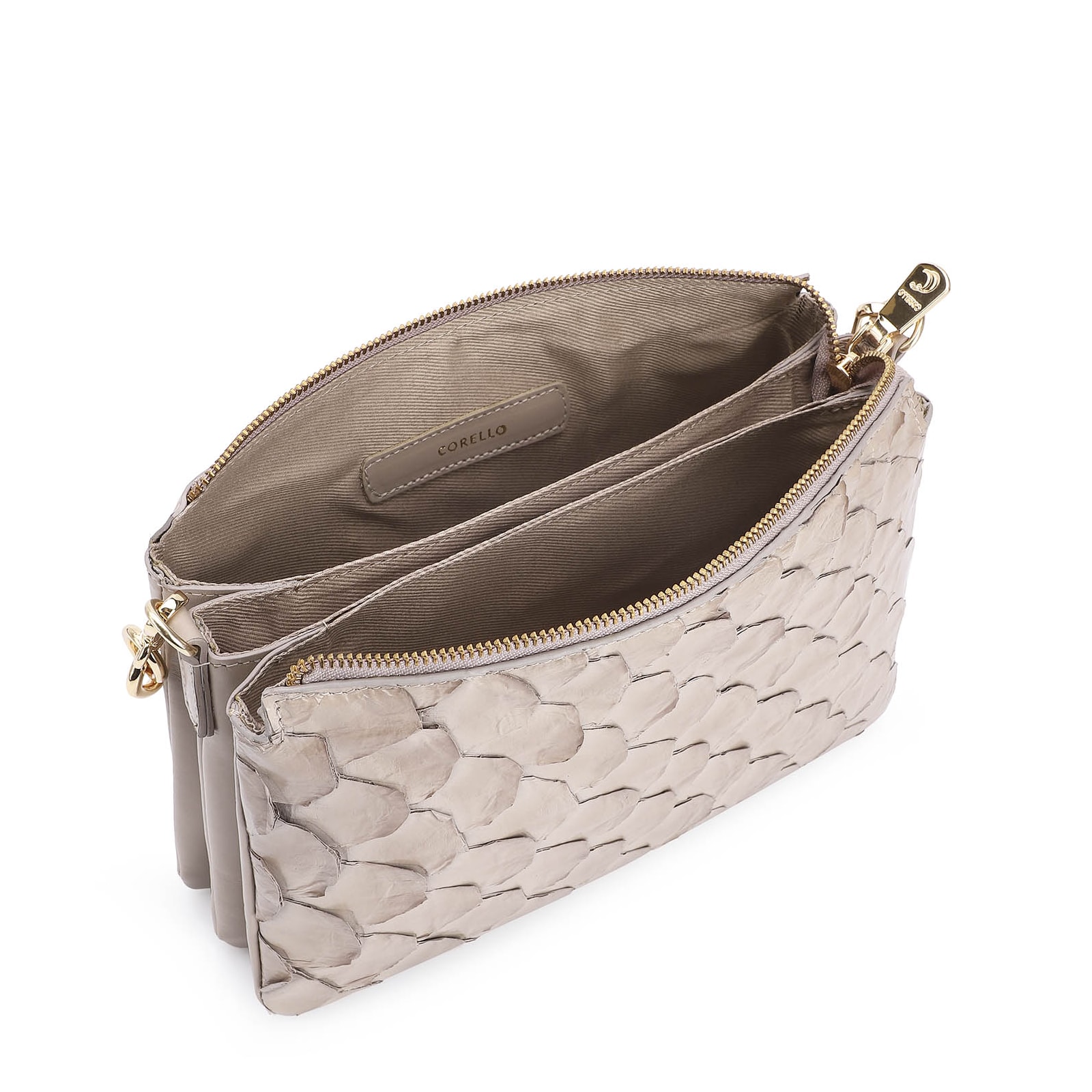 Bolsa Transversal Pirarucu Bege