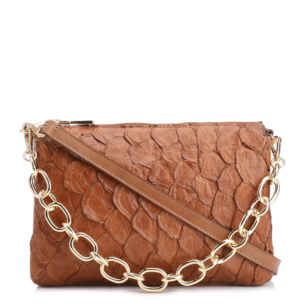 Bolsa Transversal Pirarucu Marrom Claro