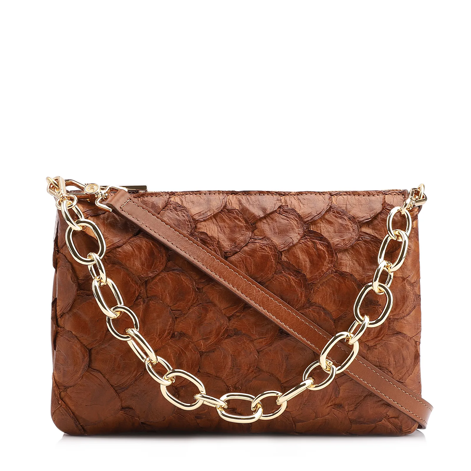 Bolsa Transversal Pirarucu Marrom Claro