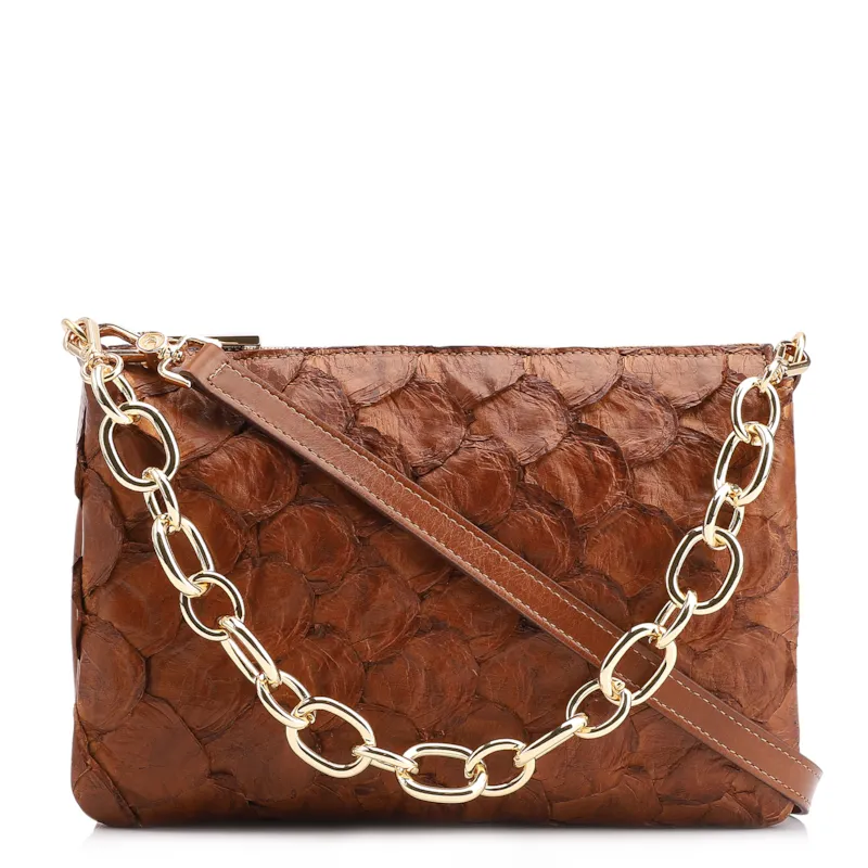 Bolsa Transversal Pirarucu Marrom Claro