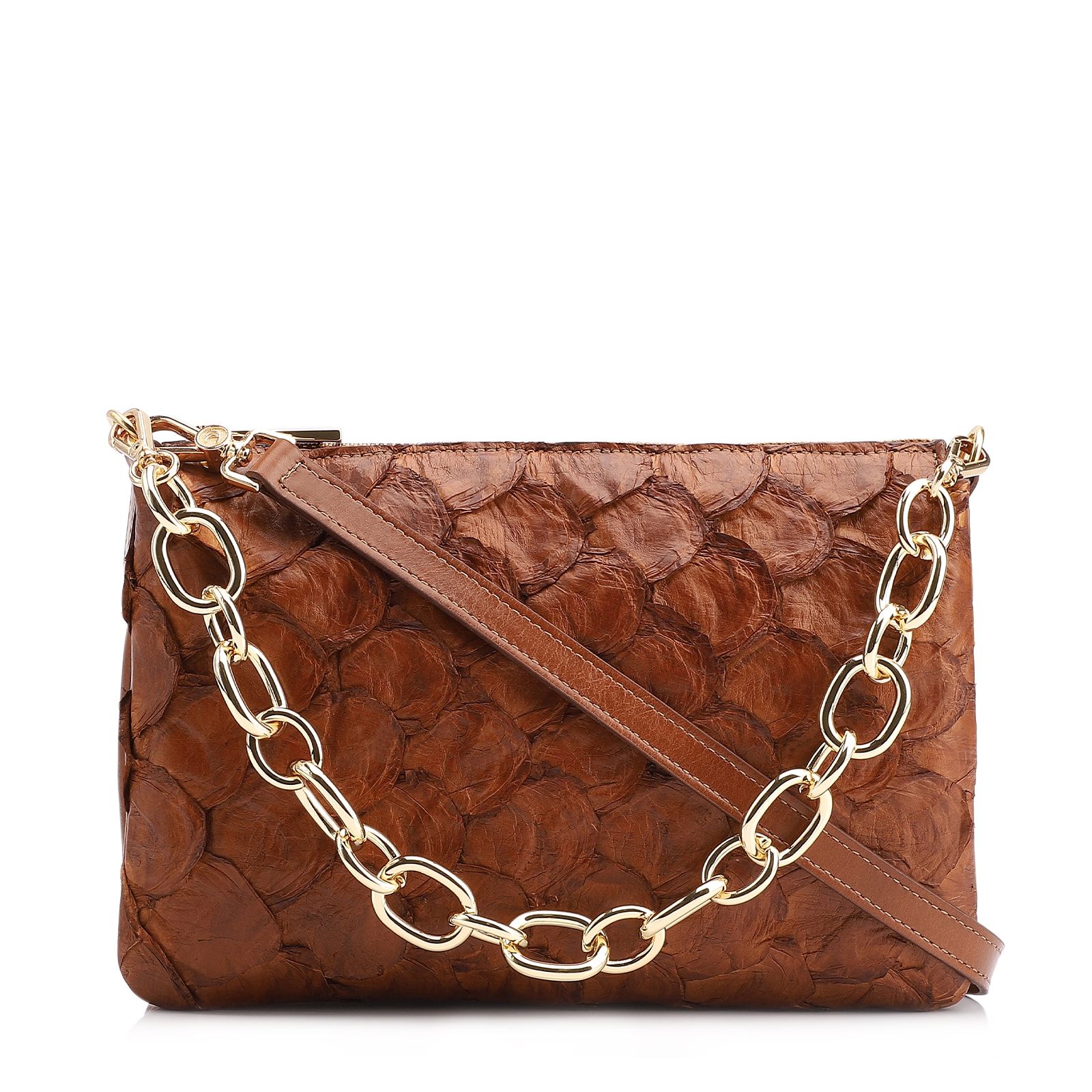Bolsa Transversal Pirarucu Marrom Claro